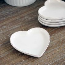 Small Antique White Ceramic Heart Dish by Biggie Best